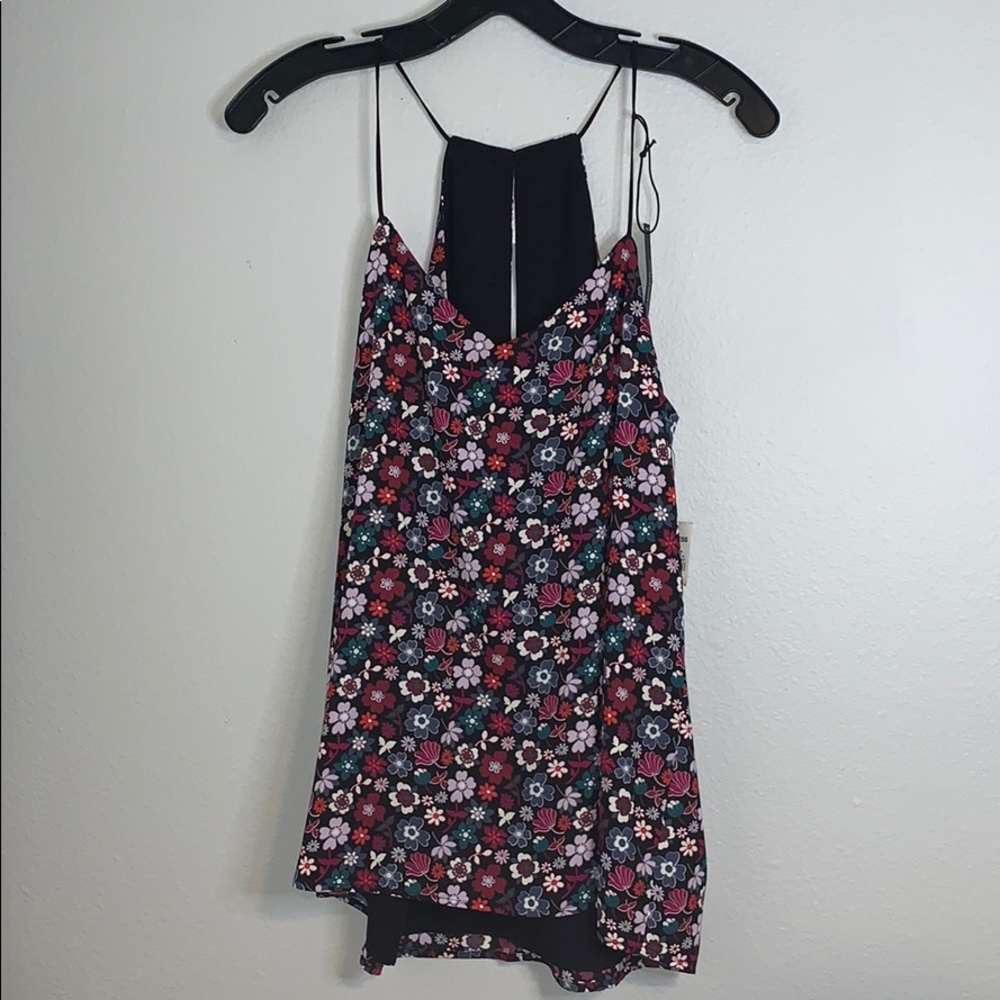NWT Floral and black reversible express tank top